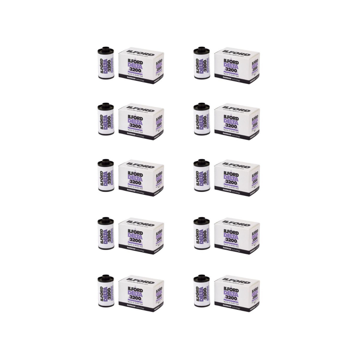 Ilford Delta 3200 Professional Black and White Print Film 35 mm, 36 Exposures (Pack of 10)