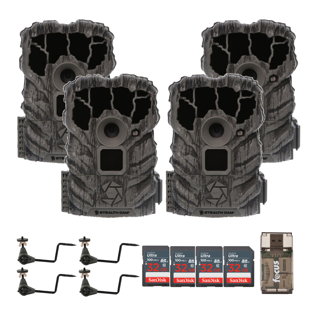 Stealth Cam Browtine 14MP Camera with Trail Camera Bundle (4-Pack)