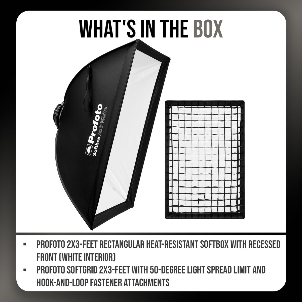 Profoto 2x3-Feet Rectangular Heat-Resistant Softbox (White Interior) and Softgrid Bundle