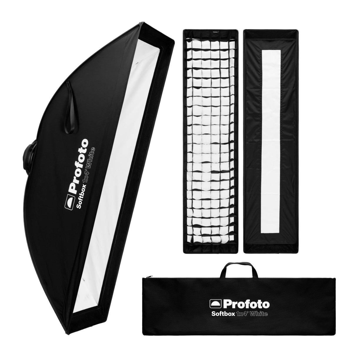 Profoto 1x4-Feet Rectangular Softbox Strip (White Interior), Softgrid, and Strip Mask Bundle