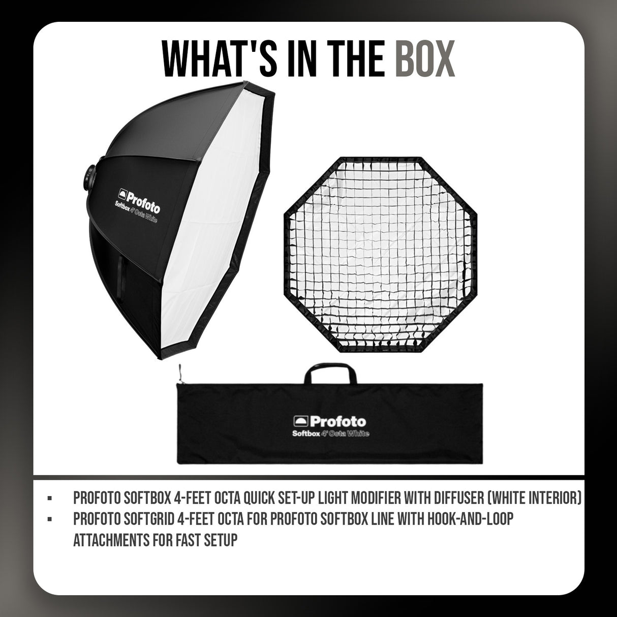Profoto Softbox 4-Feet Octa Quick Set-Up Light Modifier (White Interior) and Octa Softgrid Bundle
