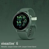 Garmin vivoactive 6 GPS Smartwatch (Metallic Jasper Green with Jasper Band) and Software Bundle
