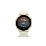 Garmin vivoactive 6 (Lunar Gold with Bone Band) Bundle with Portable Charger Stand and Car Charger