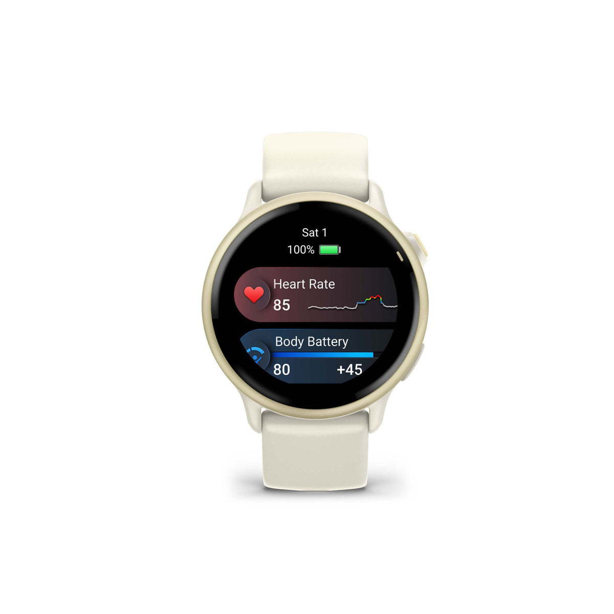 Garmin vivoactive 6 (Lunar Gold with Bone Band) Bundle with Portable Charger Stand and Car Charger