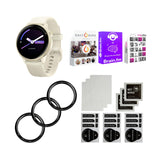 Garmin vivoactive 6 Smartwatch (Lunar Gold/Bone Band) Bundle with Tempered Glass Screen Protector