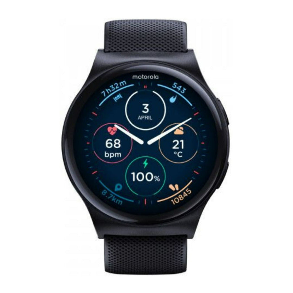 Motorola Moto 120 Bluetooth Smartwatch with AMOLED Display and Google Fit (Phantom Black)
