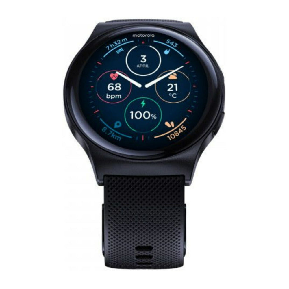 Motorola Moto 120 Bluetooth Smartwatch with AMOLED Display and Google Fit (Phantom Black)