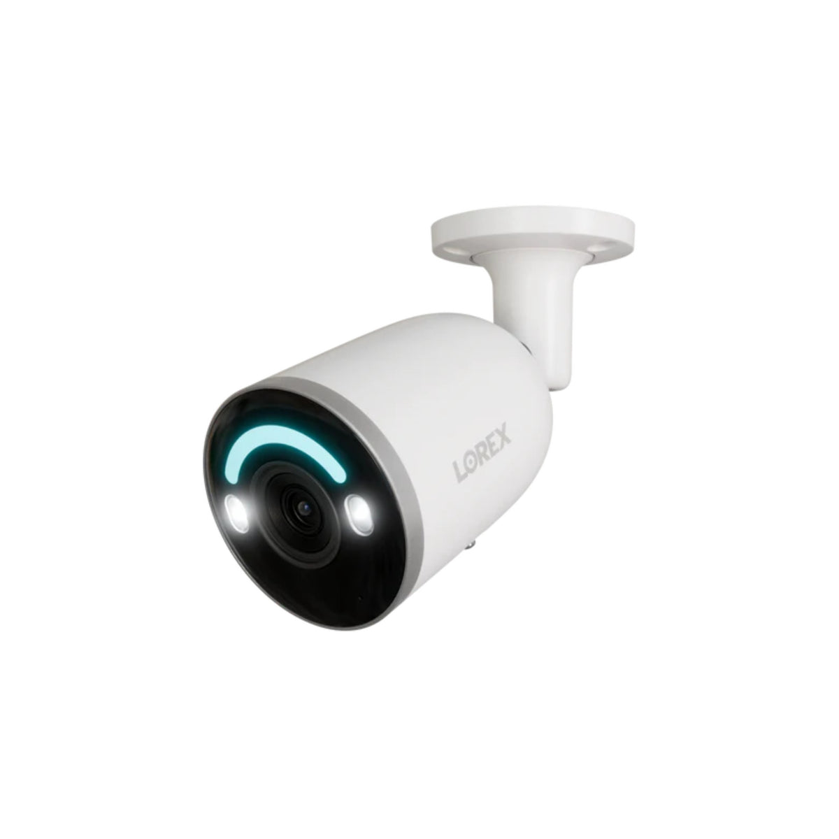 Lorex 4K Wired IP Bullet Camera with Color Night Vision Smart Lighting and Siren (White)