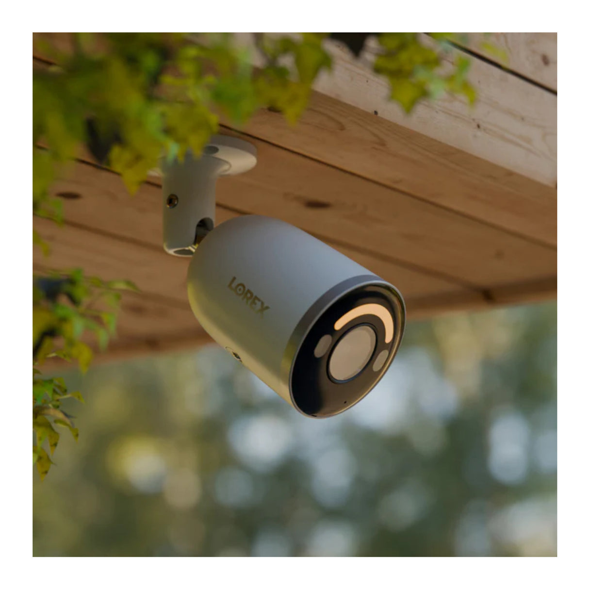 Lorex 4K Wired IP Bullet Camera with Color Night Vision Smart Lighting and Siren (White)