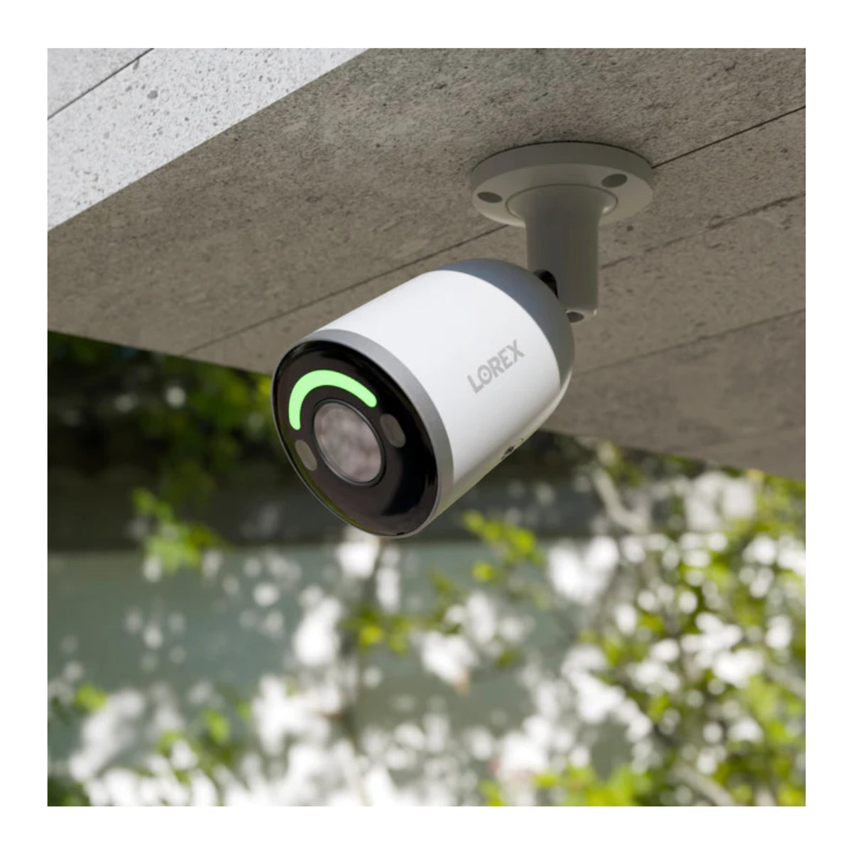 Lorex 4K Wired IP Bullet Camera with Color Night Vision Smart Lighting and Siren (White)