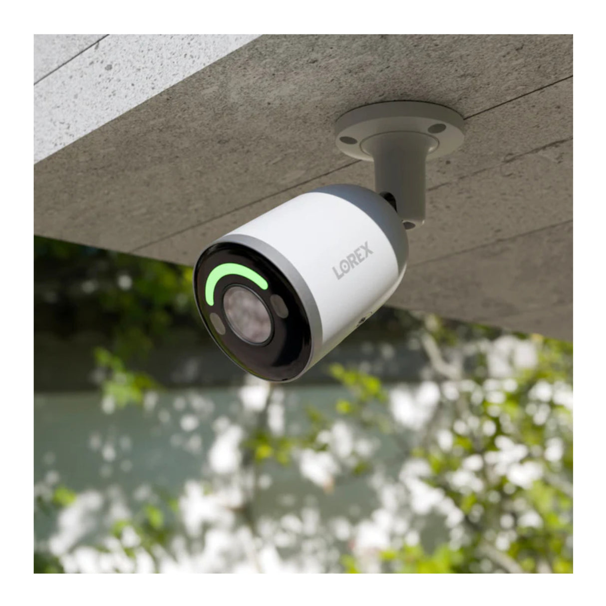 Lorex 4K Wired IP Bullet Camera with Color Night Vision Smart Lighting and Siren (White)