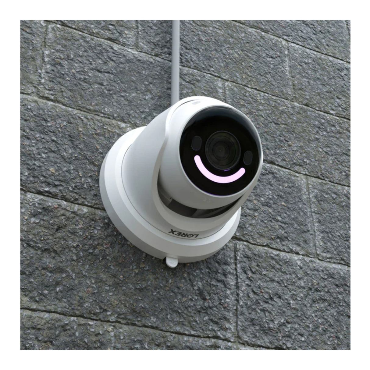 Lorex 4K Wired IP Turret Camera with Color Night Vision Smart Lighting and Siren (White)