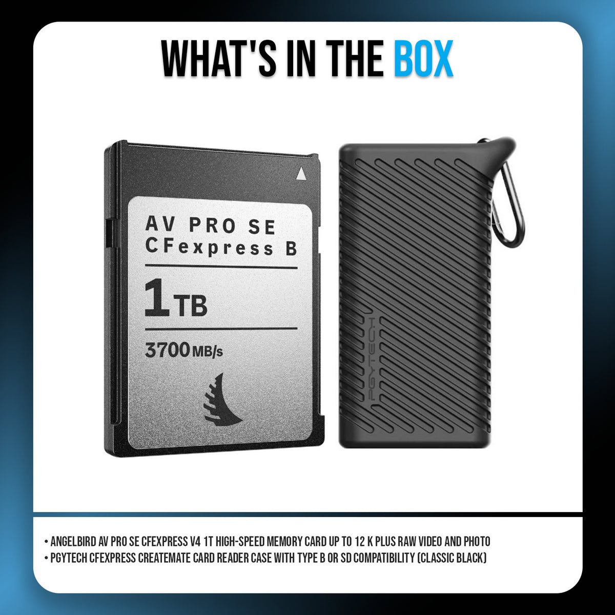 Angelbird AV PRO SE CFexpress V4 1T High-Speed Memory Card and Card Reader Case Bundle