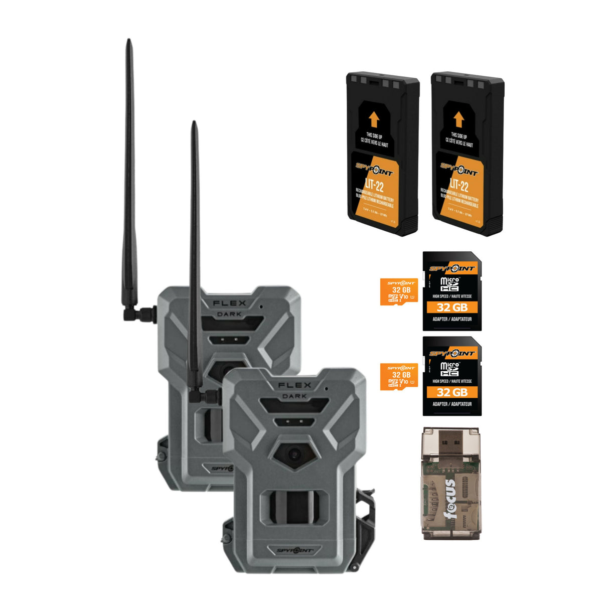 SPYPOINT FLEX DARK GPS Cellular Trail Camera with Battery Pack 32GB Card  (Gray, 2-Pack)