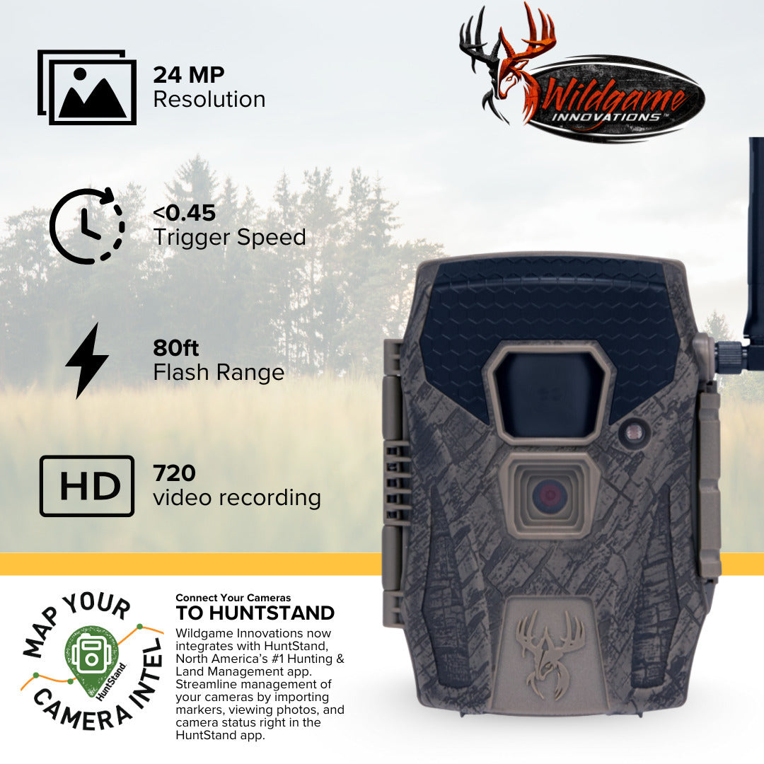 Wildgame Innovations Terra XT 2.0 24MP Three Cellular Trail Cameras (4-Pack) with Memory Card Bundle
