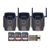 Wildgame Innovations Terra XT 2.0 24MP Three Cellular Trail Cameras with 32GB Memory Card Bundle