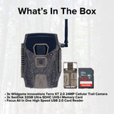 Wildgame Innovations Terra XT 2.0 24MP Three Cellular Trail Cameras with 32GB Memory Card Bundle