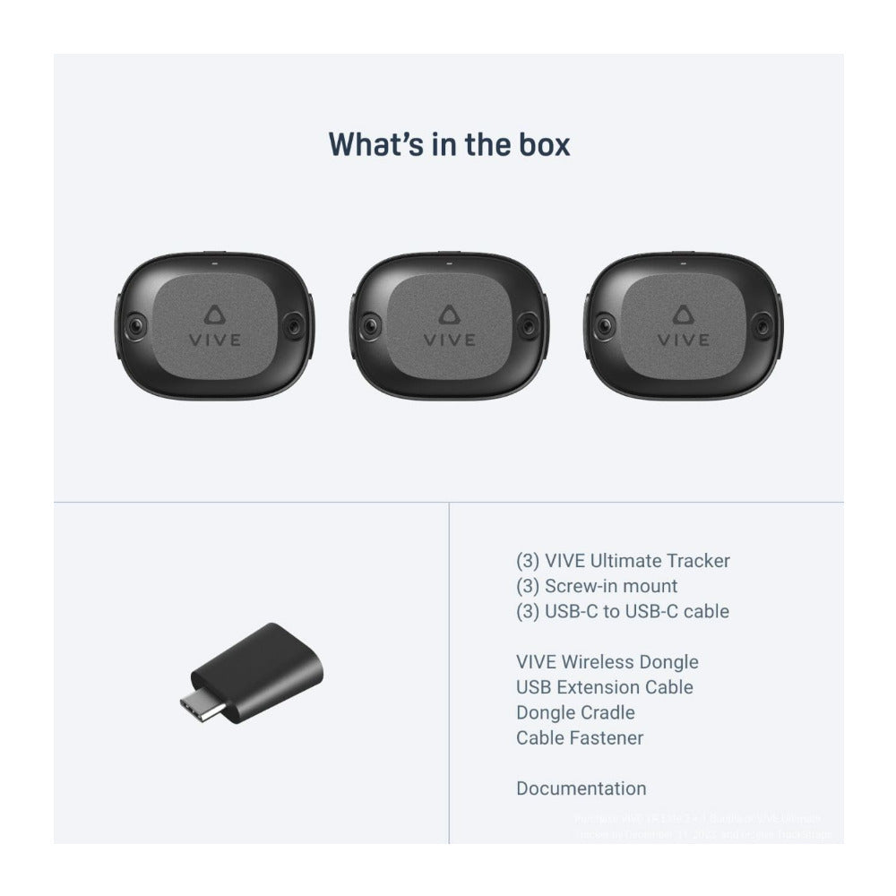 HTC VIVE Ultimate 3 Plus 1 Tracker Kit with Full-Body Tracking (3 Trackers and 1 Wireless Dongle)