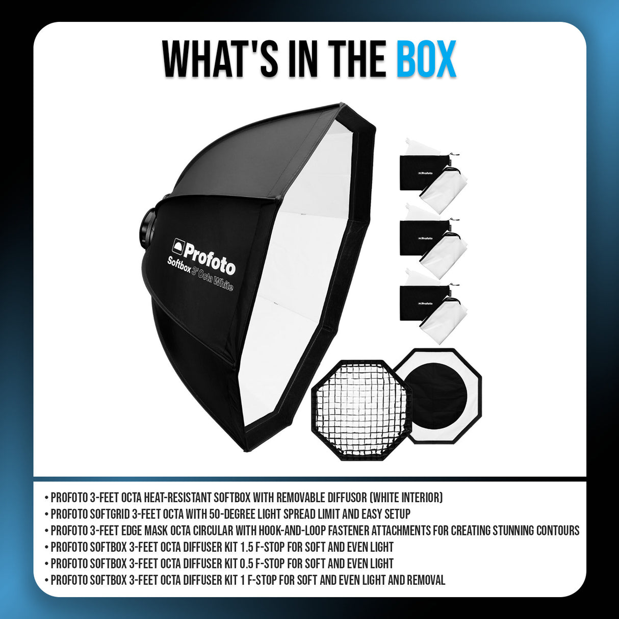 Profoto 3-Feet Octa Softbox with Softgrid 3-Feet Octa and Edge Mask Octa Circular Bundle