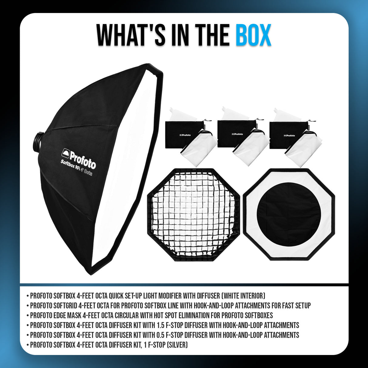 Profoto Softbox 4-Feet Octa Light Modifier with Softgrid 4-Feet Octa, Edge Mask Octa Circular Bundle