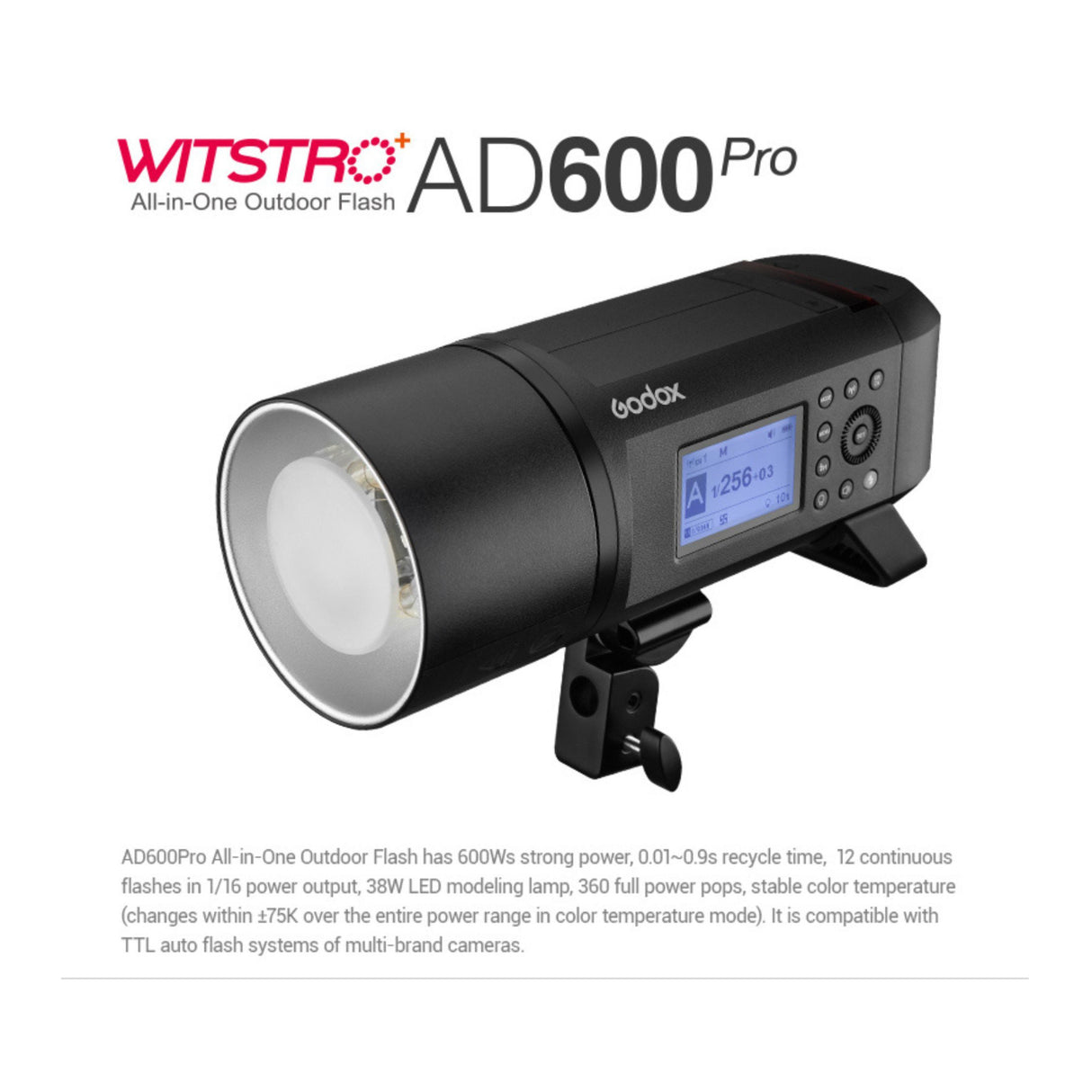 Godox AD600Pro Witstro All-In-One Outdoor Flash with Built-In 2.4G Wireless and Dual Power Supply