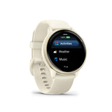 Garmin vivoactive 6 GPS Smartwatch (Lunar Gold/Bone Band) Bundle with Wireless Earbuds