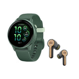 Garmin vivoactive 6 GPS Smartwatch (Metallic Jasper Green) Bundle with Wireless Earbuds