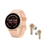 Garmin vivoactive 6 GPS Smartwatch (Metallic Pink Dawn) Bundle with Wireless Earbuds