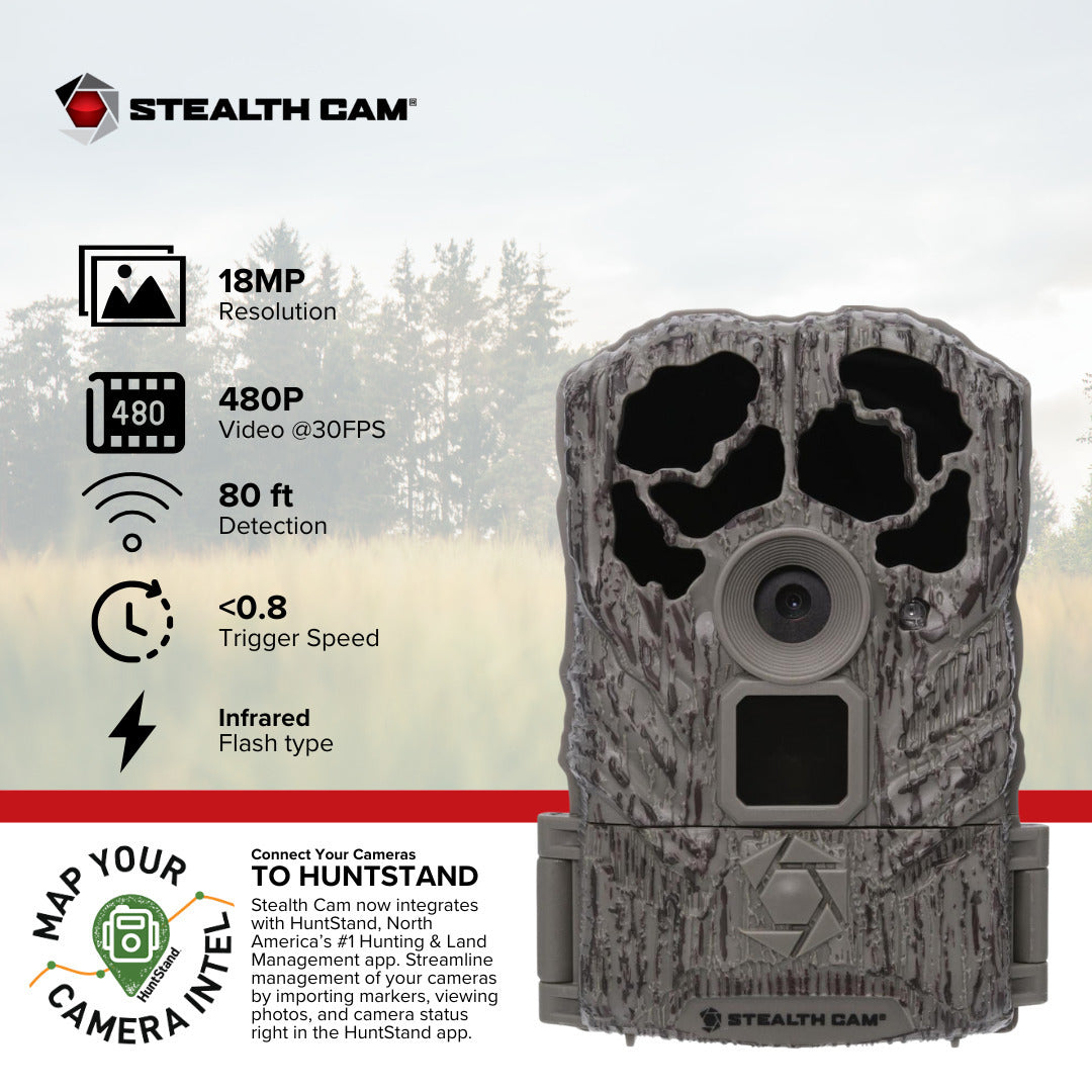 Stealth Cam Browtine 18MP Digital Trail Camera Combo with Focus High Speed Card Reader (4 Pack)