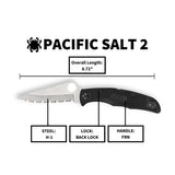 Spyderco Pacific Salt 2, 8.72-Inch Lightweight Folding Knife with Black Handle