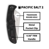 Spyderco Pacific Salt 2, 8.72-Inch Lightweight Folding Knife with Black Handle