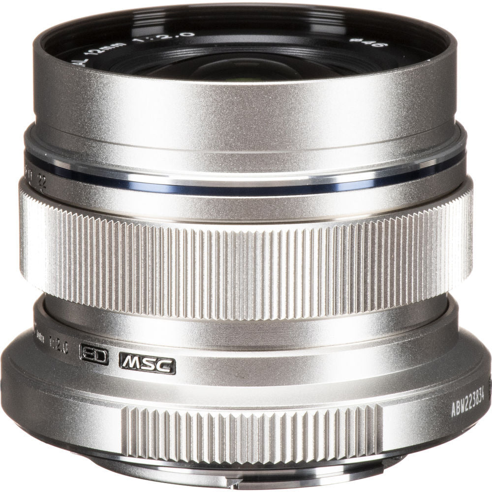 Olympus m.12mm F2.0 Zuiko Camera Lens (Silver) (Open Box)