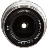Olympus m.12mm F2.0 Zuiko Camera Lens (Silver) (Open Box)
