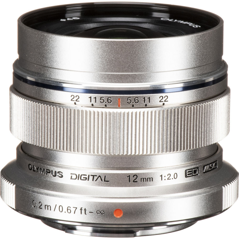 Olympus m.12mm F2.0 Zuiko Camera Lens (Silver) (Open Box)