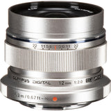 Olympus m.12mm F2.0 Zuiko Camera Lens (Silver) (Open Box)