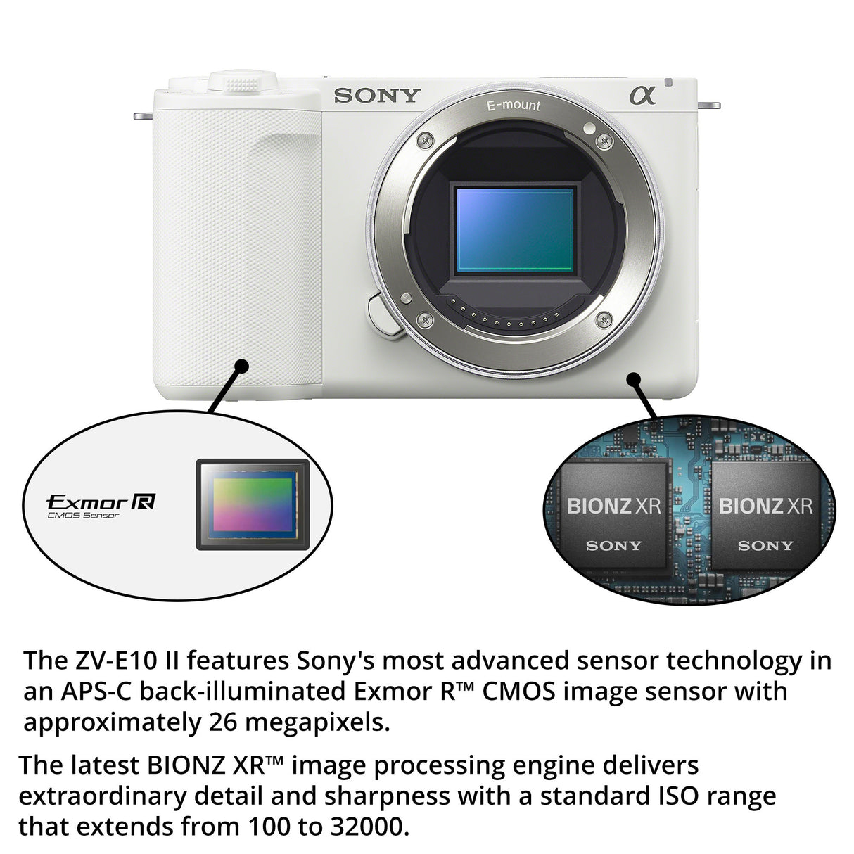 Sony ZV-E10 II Mirrorless Camera (White) with 55-210mm f/4.5-6.3 OSS Lens Bundle
