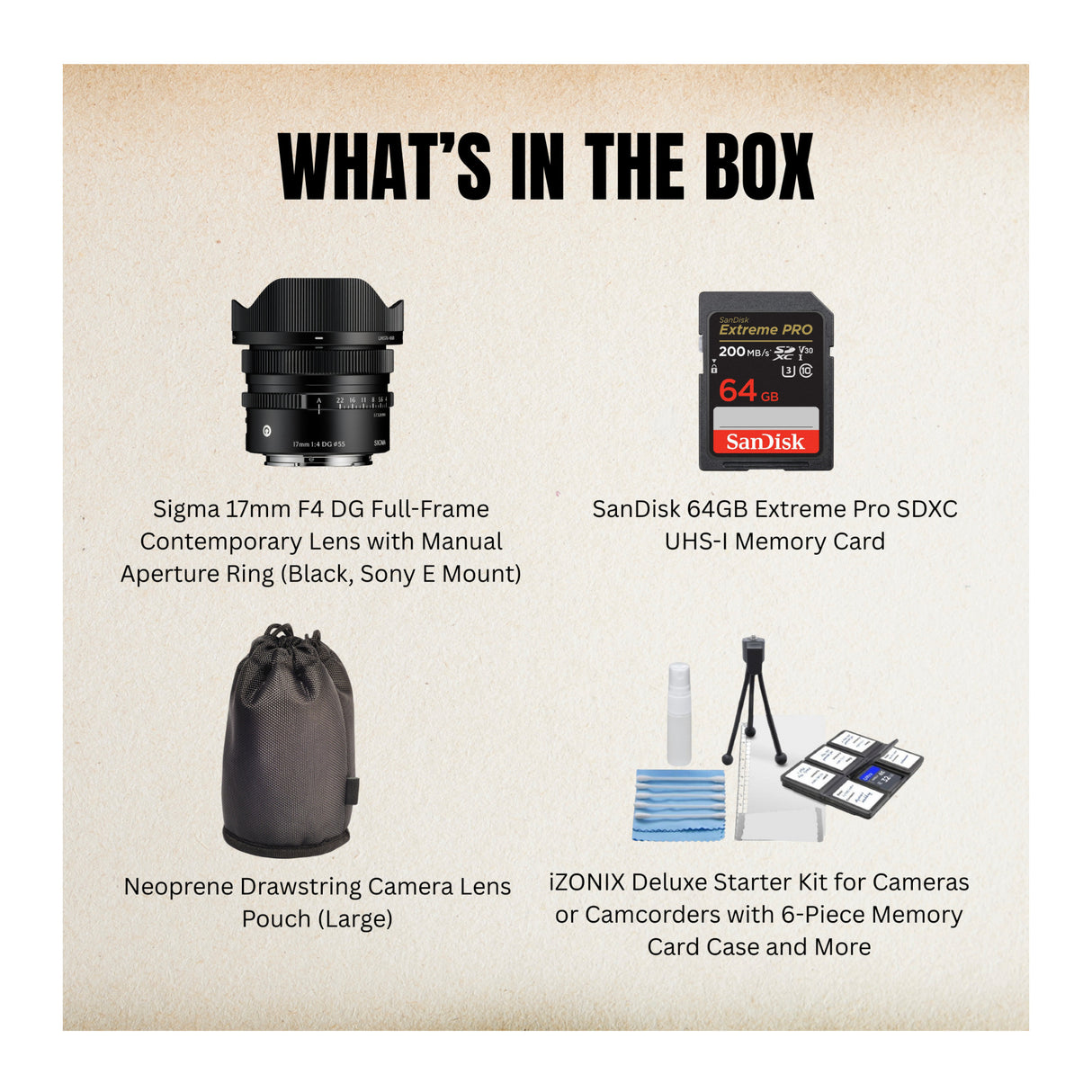 Sigma 17mm F4 DG (Black) Contemporary, Sony E Mount and Accessories Bundle