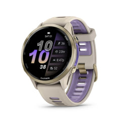 Garmin Forerunner 970 Soft Gold Titanium with French Gray Case and Indigo Band