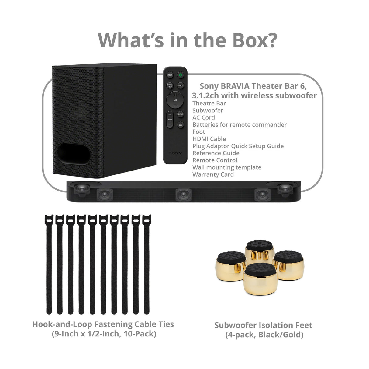 Sony BRAVIA Theater Bar 6 3.1.2-Channel Dolby Atmos Soundbar System Bundle