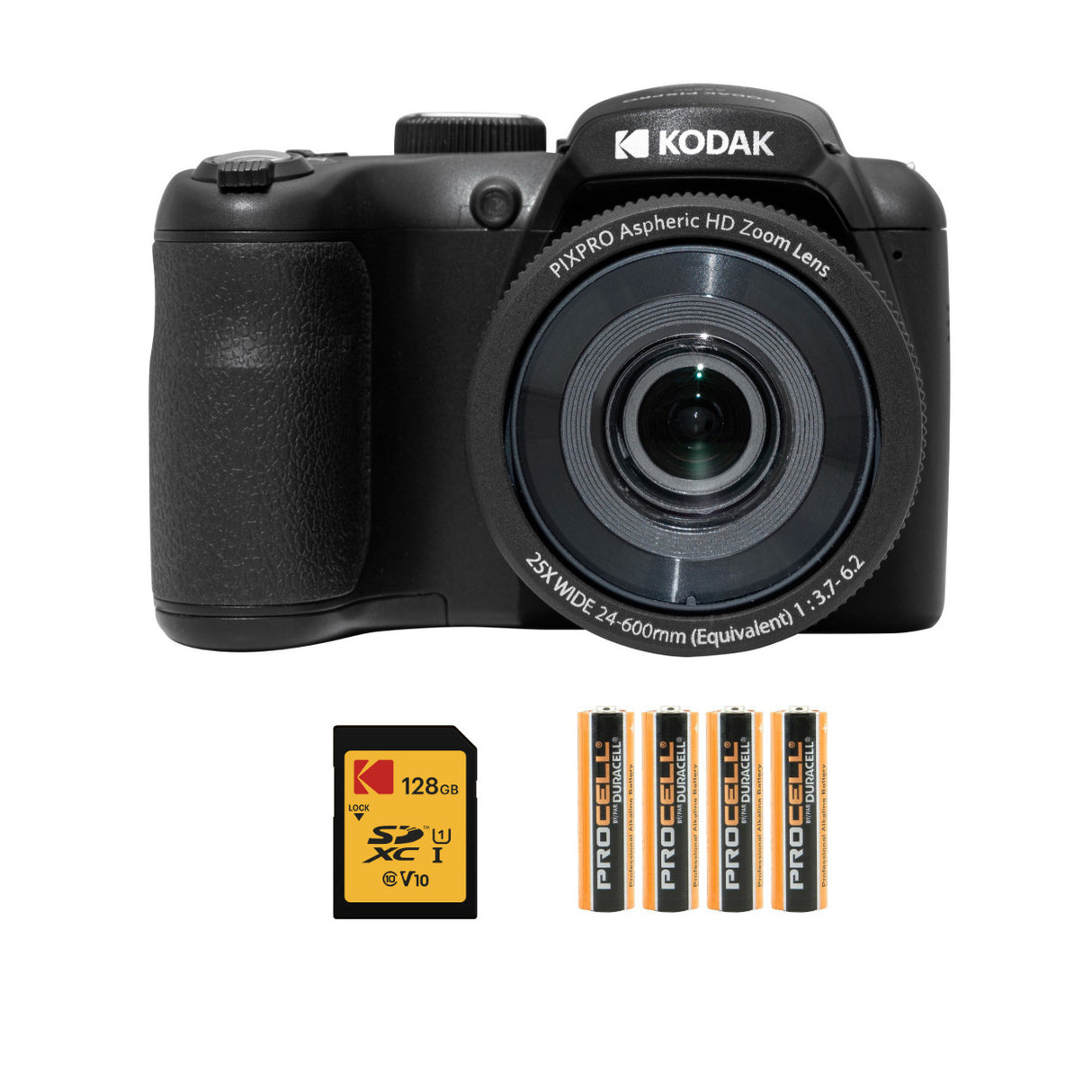 Kodak PIXPRO AZ255 Astro Zoom 16MP Digital Camera (Black) with Kodak 128GB SD Card Bundle