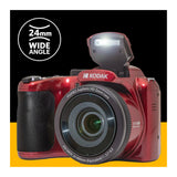 Kodak PIXPRO AZ255 Astro Zoom 16MP Digital Camera (Red) with 128GB SDXC Card