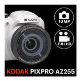 Kodak PIXPRO AZ255 Astro Zoom 16MP Digital Camera (White) with 128GB SDXC Card