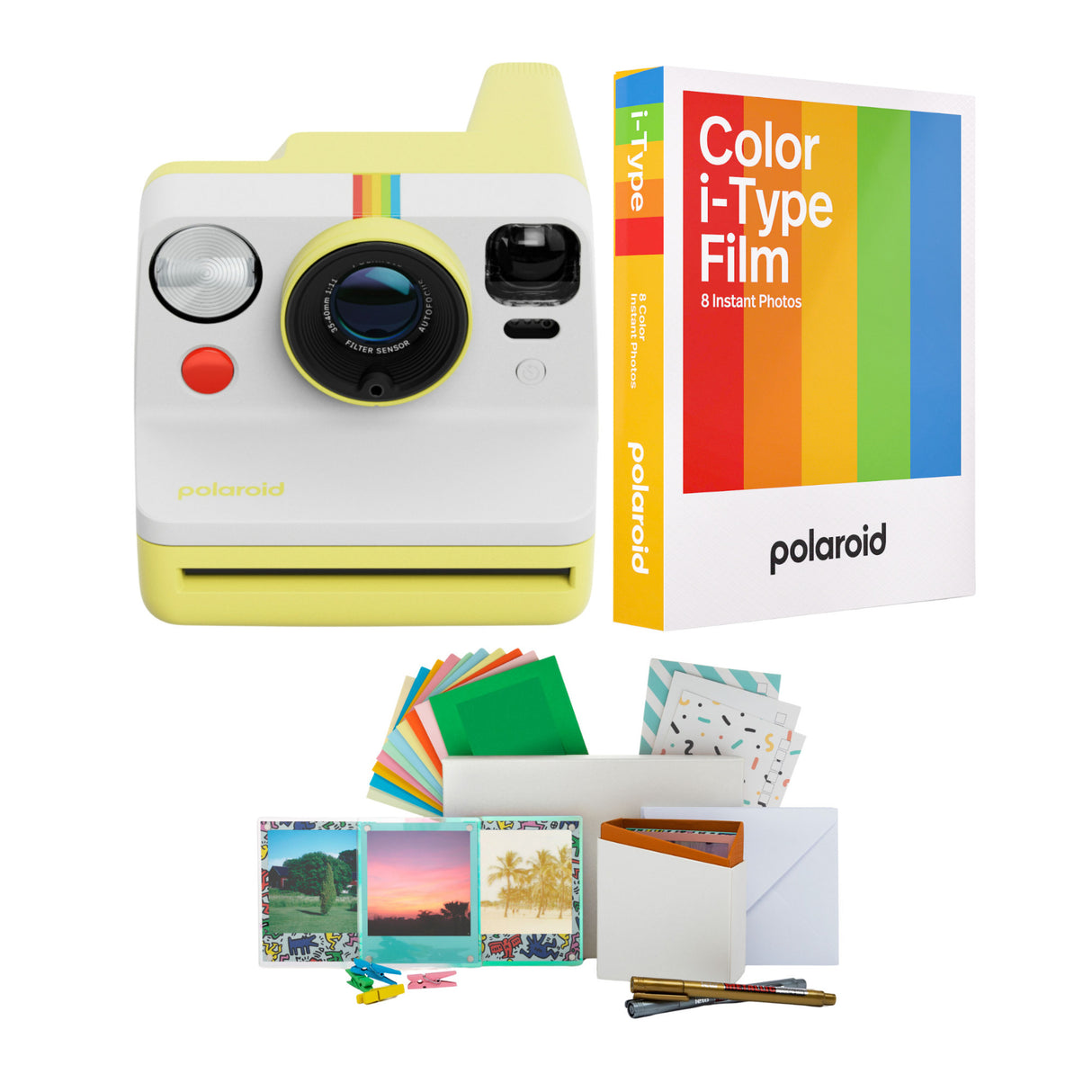Polaroid Now Generation 3 Yellow Analog Instant Camera with Tripod Mount Bundle
