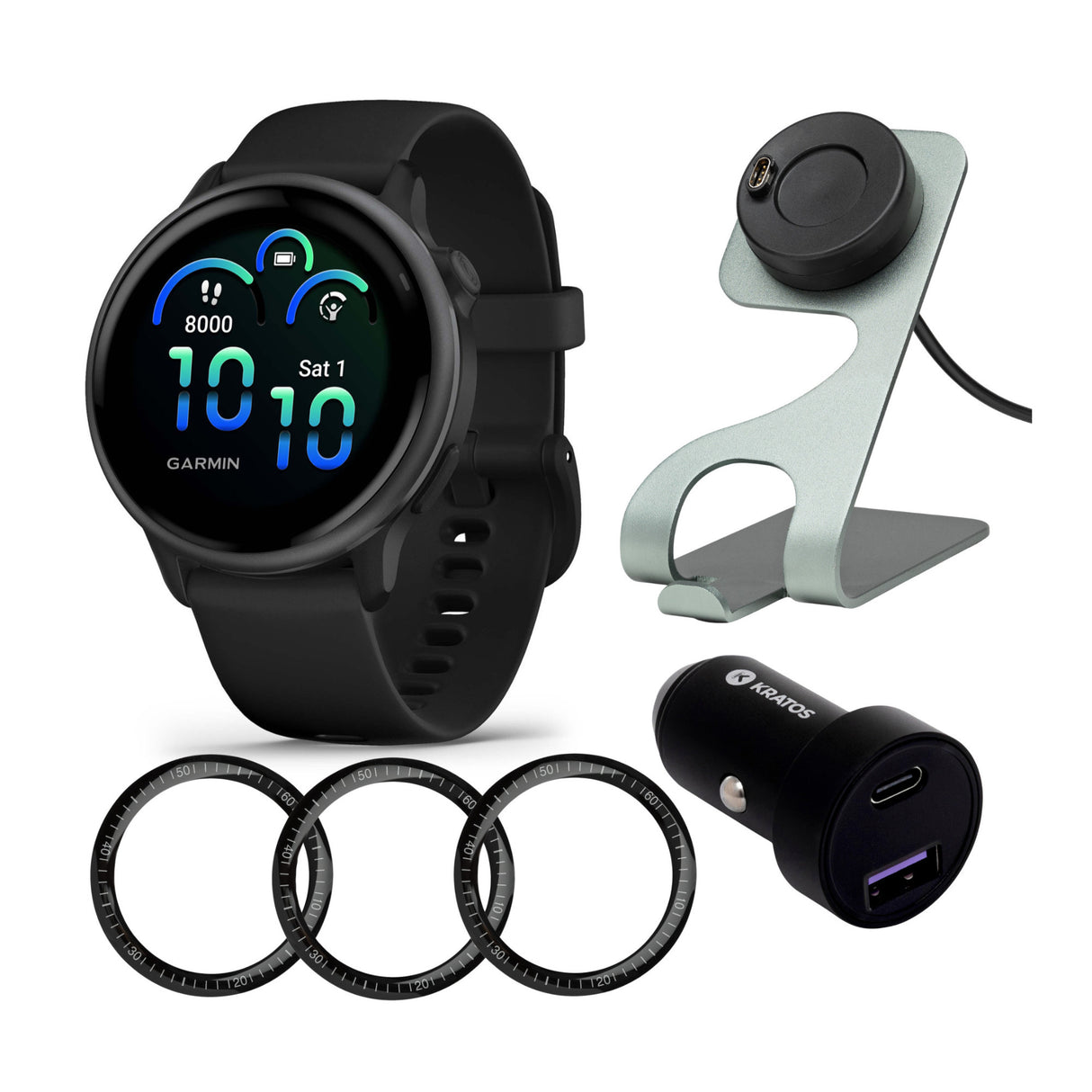 Garmin Vivoactive 6 Slate with Black Band GPS Smartwatch and Charger Bundle