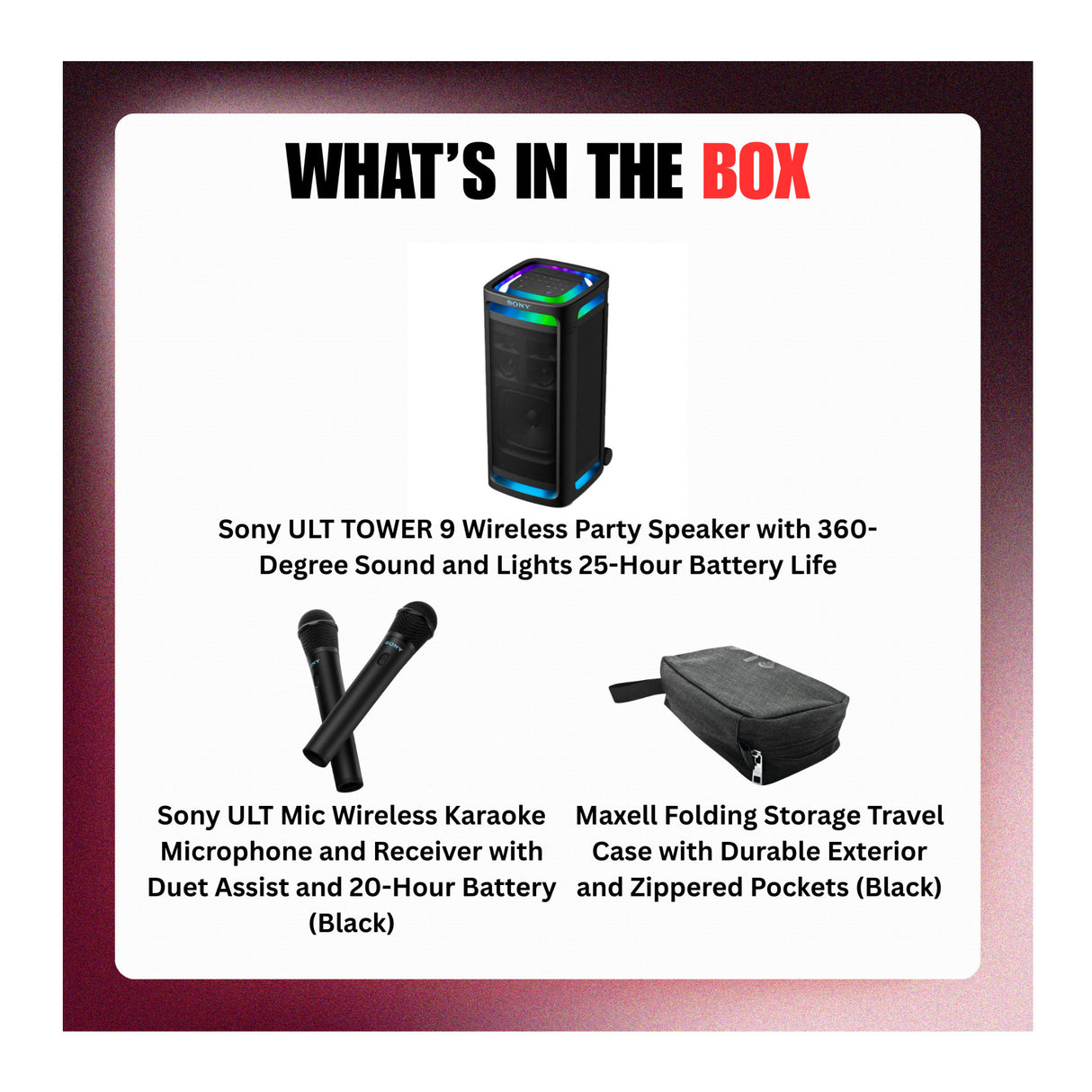 Sony ULT TOWER 9 Wireless Party Speaker Bundle with Wireless Karaoke Mic