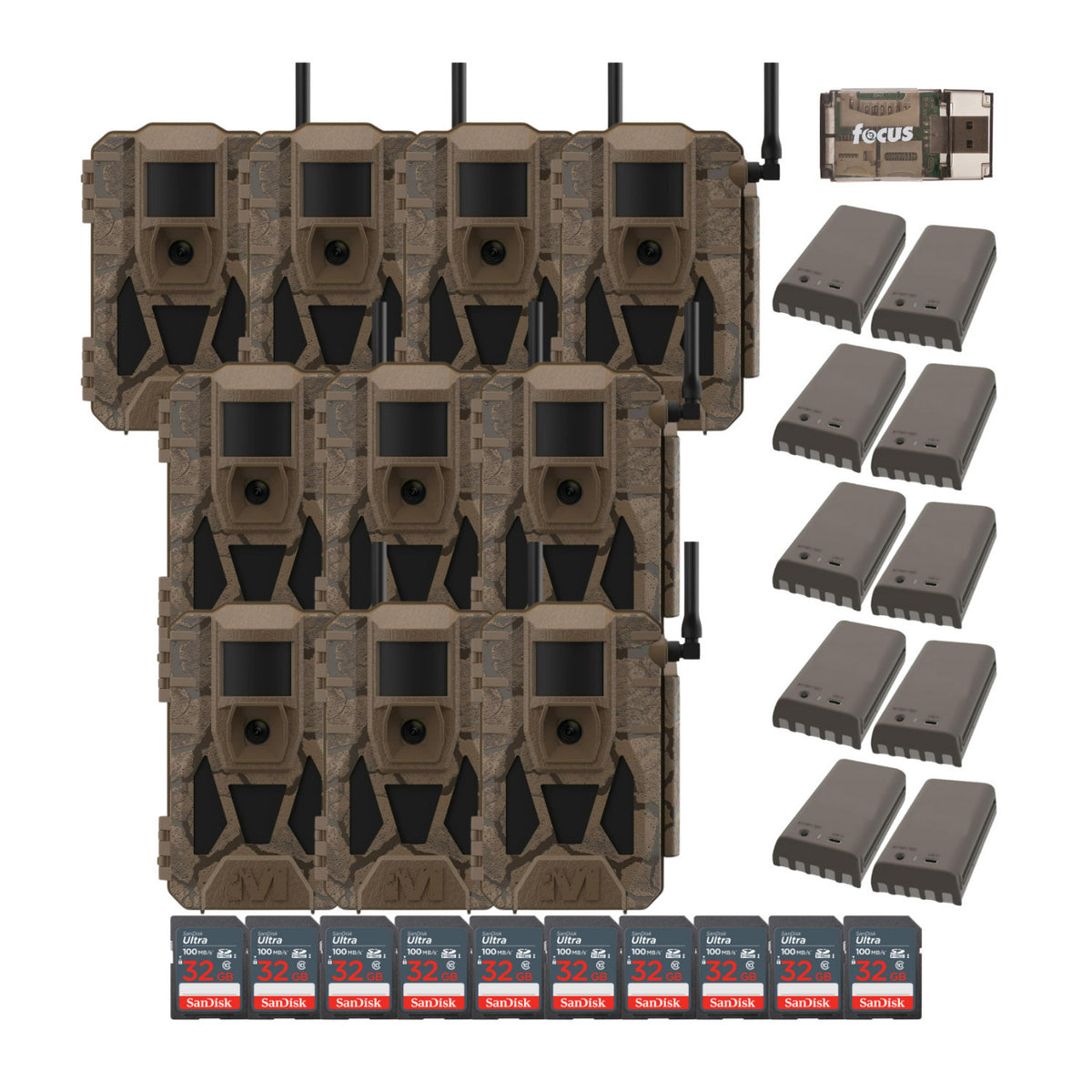 Muddy Matrix 2.0 Power Pack 36MP Trail Camera with 32 GB Memory Card and Card Reader (10 Pack)
