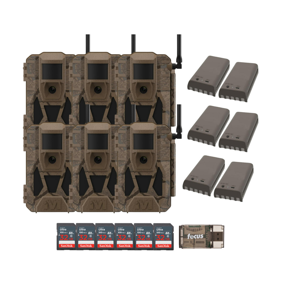 Muddy Matrix 2.0 Power Pack 36MP Trail Camera with 32 GB Memory Card and Card Reader (6 Pack)