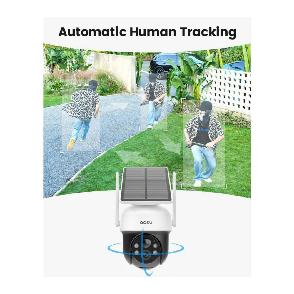 AOSU SolarCam D1 Classic 2K Wireless Camera Black and White Camera (2 Pack)