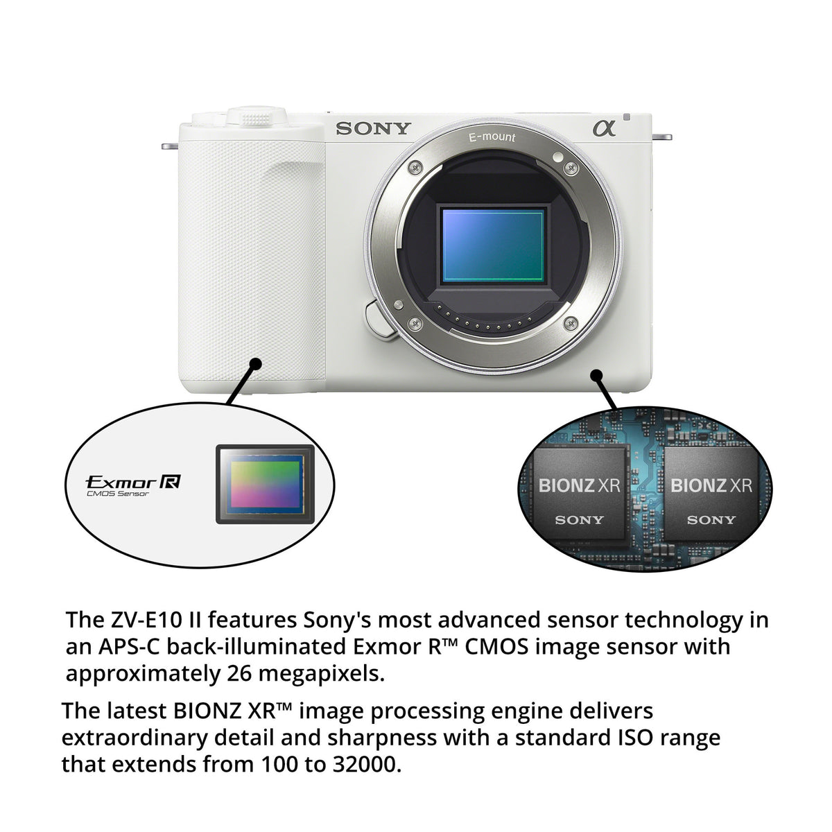 Sony ZV-E10 II Mirrorless Camera (White) with 50mm f/1.8 Lens and Accessories