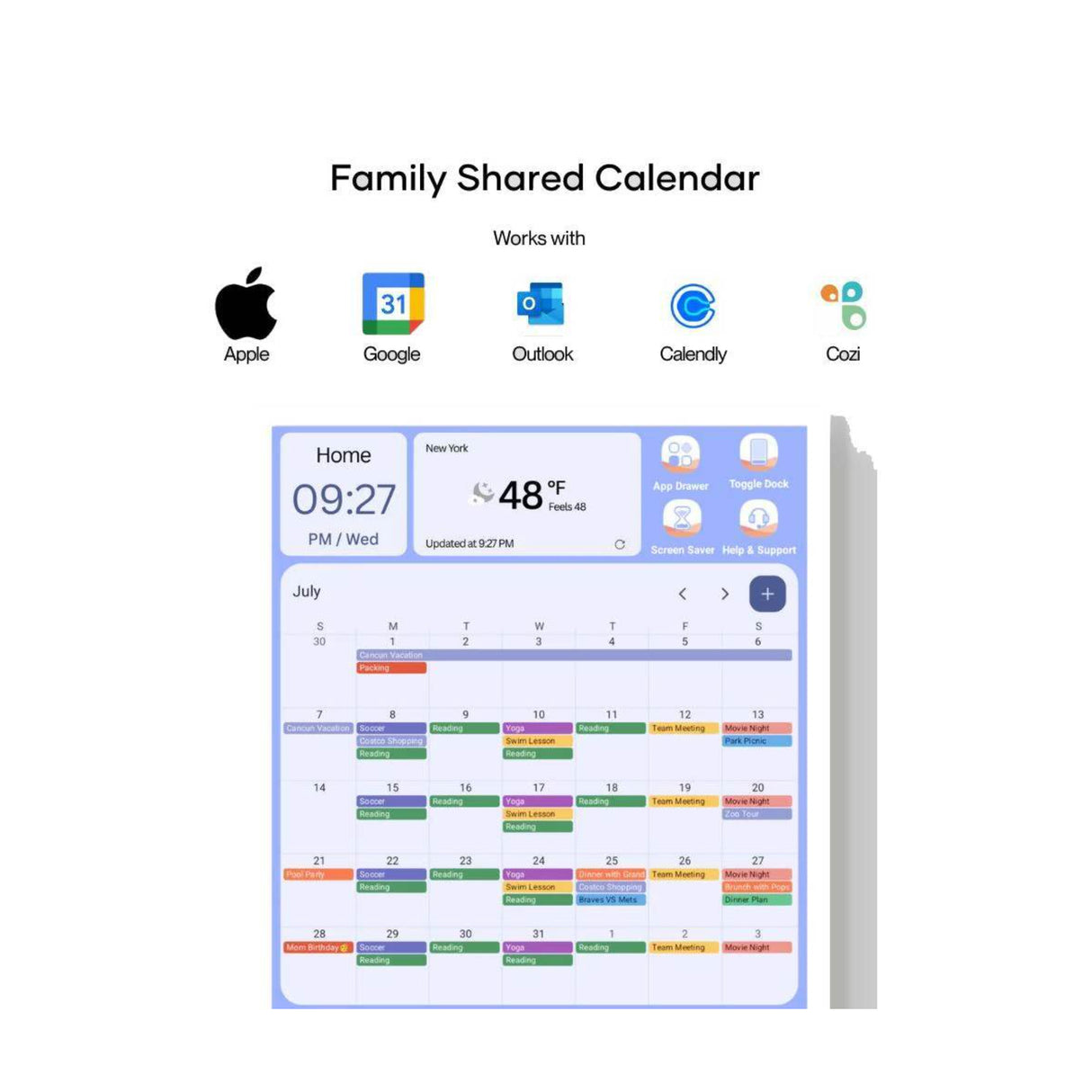 Cozyla Calendar Plus Gen 2 24-Inch LCD Touchscreen Family Calendar (White)